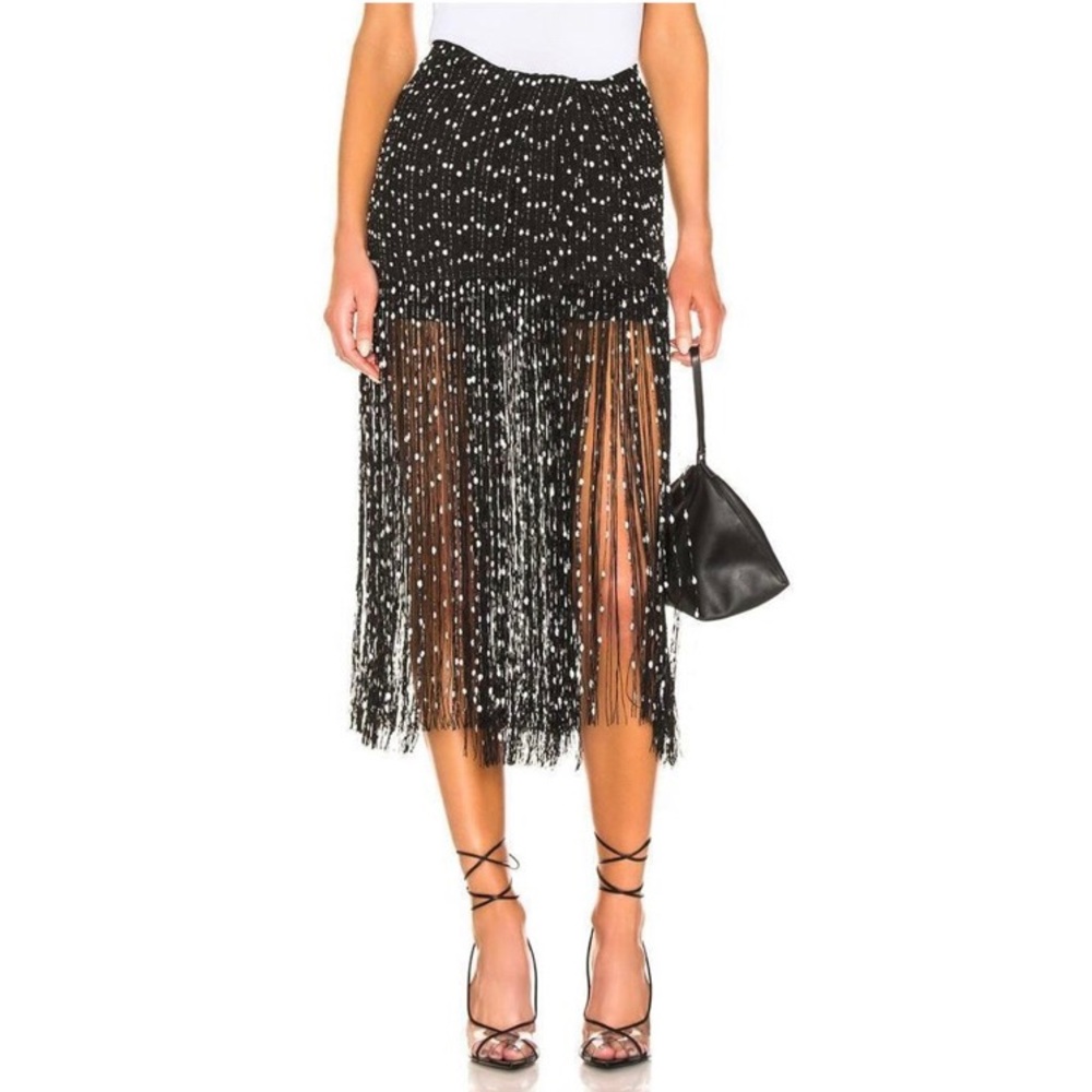 Jacquemus La Riviera, black fringe skirt, Size M